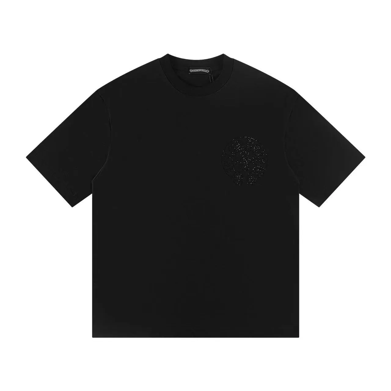 🅿️170 Style: 2025 new Croix heart hot diamond short-sleeved T-shirt Material: high version 300g double yarn combed cotton Size: S～XL Color: black Style number: Z028
